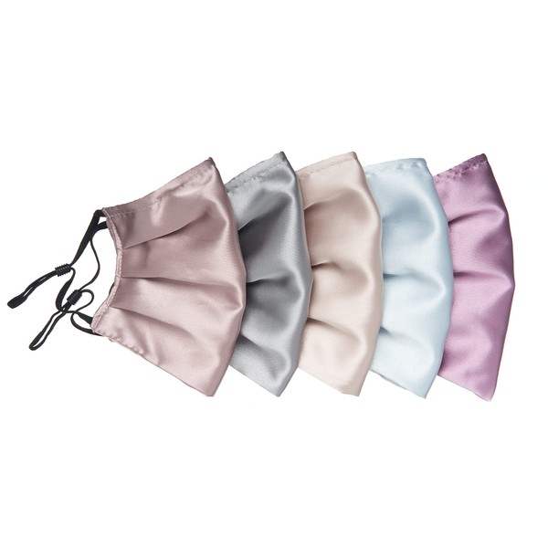 Habac Studio Pack of 5 Satin Silk Face Masks, Face