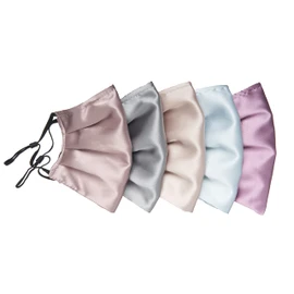 Habac Studio Pack of 5 Satin Silk Face Masks, Face Masks Washable UK, Reusable Face Mask, Mens Face Mask, Silk Mask, Masks for Women, Silk Face Covering, Nose Wire, Adjustable, UK Seller (Pastels)