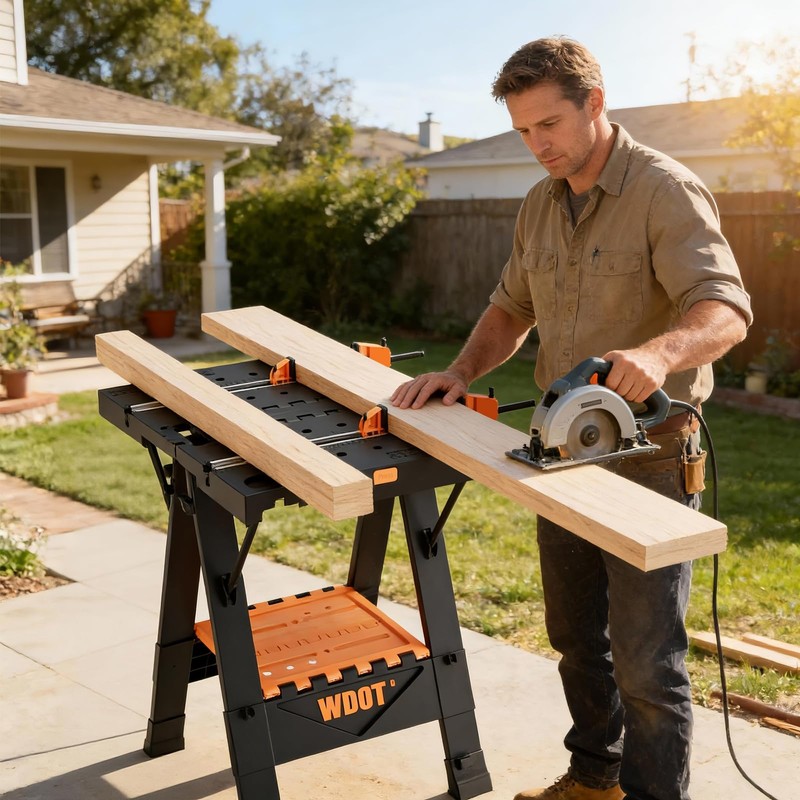 WDOT Work Bench Table 2 in 1 Portable Folding Workbench