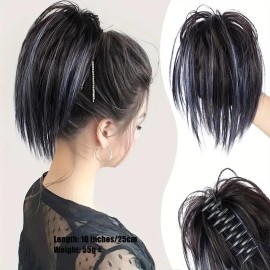 Easy Wear Messy Bun Hair Piece Natural Wavy Claw Clip in Hair Buns Women Chignon Synthetic Hair Bun Extensions Effortless Stylescolor: #Tblue