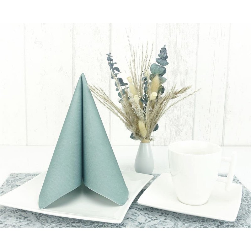 50 Apartina Napkins Fabric-Like Airlaid, Plain, Eucalyptus Green, Size 33