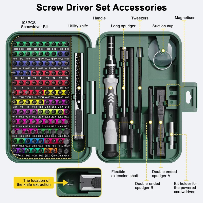Precision Screwdriver Sets 132-Piece with 108 Magnetic Drill Bit Set