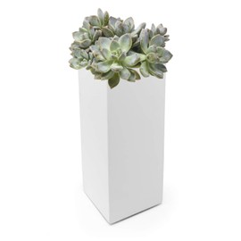 Buhbo Modern Square Vase Planter 3.5" x 3.5" x 8 inch, White