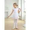 MdnMd Girls' Flutter Sleeve White Dance Ballet Leotard Dress with