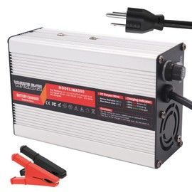 WAOUKS 58.4V 5A Charger 58.4V LiFePO4 Battery Charger DC Alligator Clip Used for 16S 48V LiFePO4 Battery Pack Smart Charger