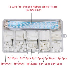 XH 2.54mm Connectors Kit with Pre-Crimped Ribbon Cables Wire 2/3/4/5/6/7/8/9/10/12 Pin Housing JST Adapter Compatible with JST-XH Connector
