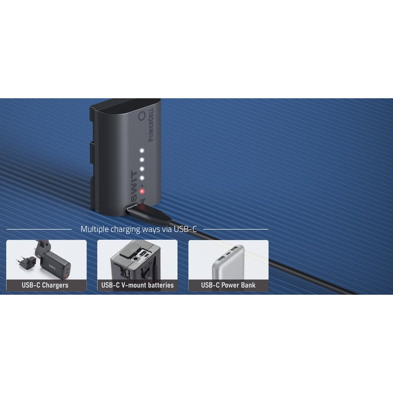 PowerCell LP-E6P SWIT, Uses Premium Japanese Cell, USB-C Charger, Canon