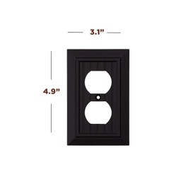 SleekLighting Single Duplex Wall plates | Decorative Bamboo Classic Beadboard Black Finish | Electric Outlet and Switch Covers| Style: 1 Gang Toggle (4 Pack)