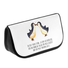 Mr. & Mrs. Panda Penguin Love Cosmetic Bag, White, Hand Drawn