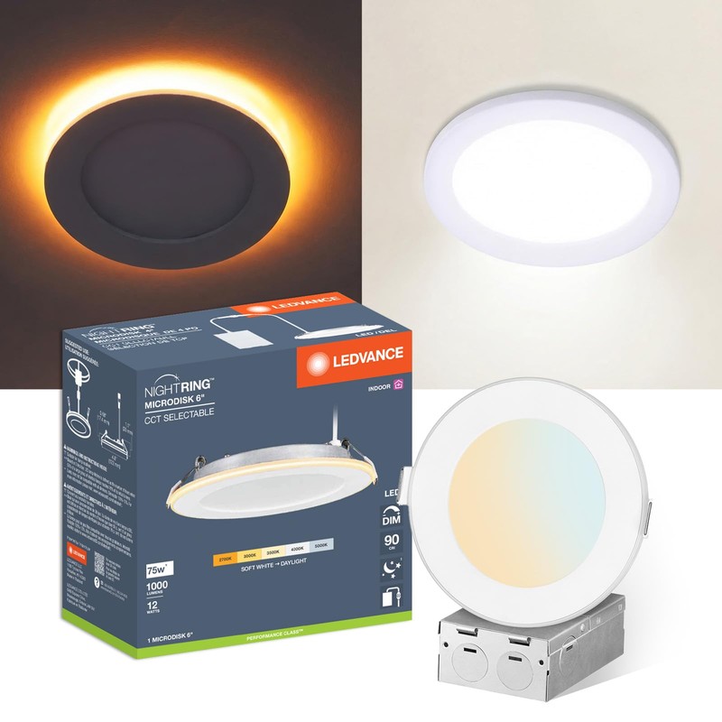 LEDVANCE 6" Night Ring Recessed Ceiling Downlight with Night Light,