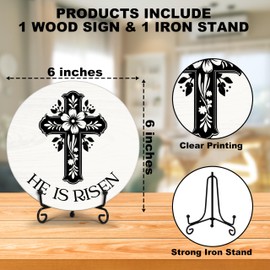 He Is Risen Decor, Easter Round Wood Decor Sign, Spring Religious Decor, Christian Easter Gifts For Woman Man, Church Decor And Accessories, Christian Home Office Decorations For Table Shelf -b01