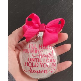 Memorial Funeral Gift Angel Heaven Ornament Christmas Custom Made in Loving Memory Miscarriage Infant Loss SIDS RIP (Pink Vinyl, Front Vinyl Only)