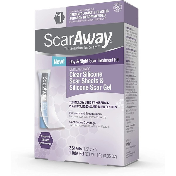 ScarAway Clear Medical-Grade Silicone Scar Sheets and 100 Percent Medical-Grade Silicone Scar Gel, 2 Count