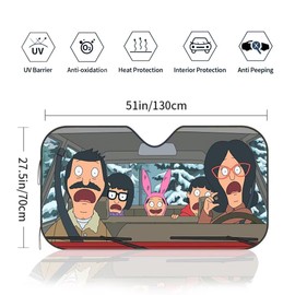 Funny Cartoon Car Sunshade Front Windshield Sun Shade Hardened Sun Visor Shield Cover Foldable Reflector for Car Truck SUV, Keeps Your Vehicle Cool