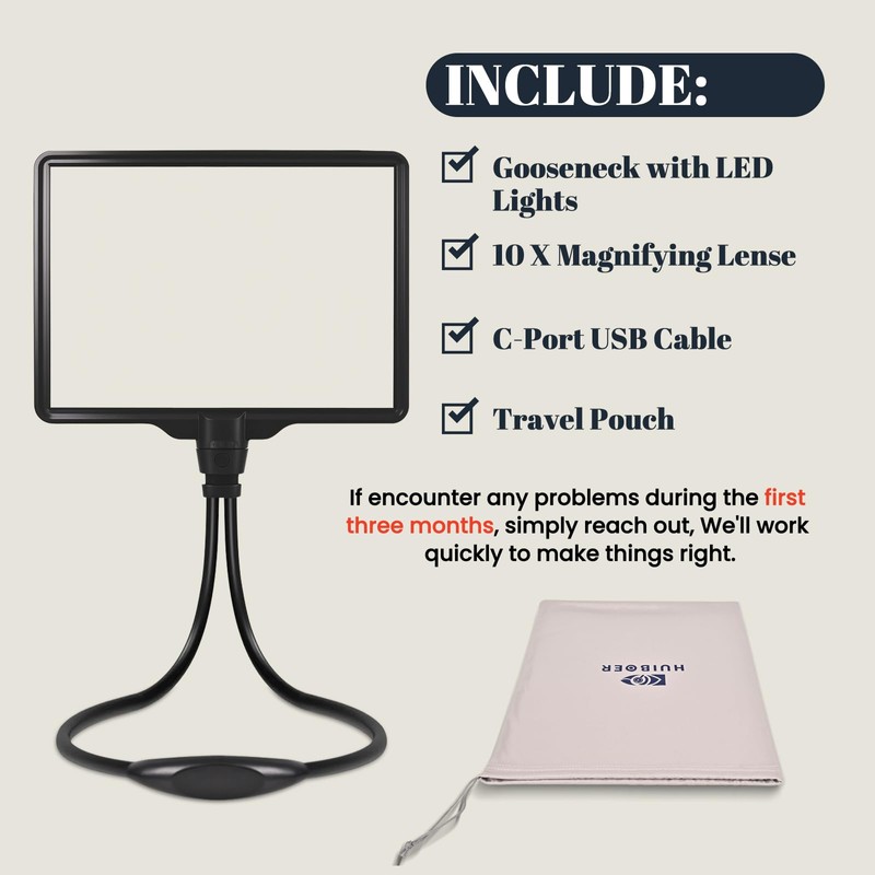Large Magnifying Glass with Light Hands Free, Rechargeable Page Magnifier