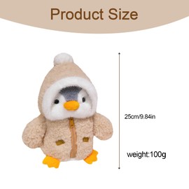 Zonoori 25 cm Penguin Cuddly Toy, Brown Penguin Stuffed Toy