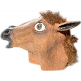 Morbid Deluxe RUBBER HORSE HEAD MASK Full Face Latex Brown Fur Costume Godfather Gag