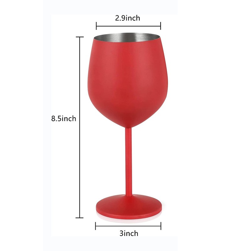 1 PCS 18oz Stainless Steel Matte Wine Glasses Red