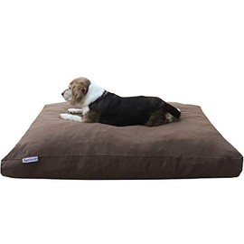 Dogbed4less Heavy Duty Shredded Memory Foam Pet Dog Bed Pillow with Waterproof Lining and Machine Washable Denim Cover, 40X35 Inch, Brown