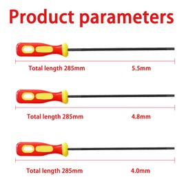 3 Pieces Chainsaw File,Chain Sharpening File,Professional Round Chainsaw Sharpener Suitable for Chainsaw Chain,Three Sizes Round Chain Saw Sharpener File with Non-slip Handle for Chainsaw,Red Yellow