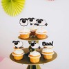 Ercadio 24 Pack Sheep Cupcake toppers Black Glitter Farm Animals