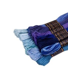 UMC STAG 12 Pieces | Premium Embroidery Thread | 100% Egyptian Cotton Premium Skeins | Cross Stitch Embroidery Floss | Oeko TEX Certified Stranded Cotton (Blue Tones)