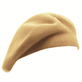 French Beret Hat,Reversible Solid Color Cashmere Beret Cap for Womens Girls Lady Adults (Camel)