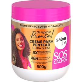 Salon Line - Linha SOS Cachos (De Repente Pronta) - Creme para Pentear Ultra Gloss 500 gr - (SOS Curls (Suddenly Ready) - Anti-Porosity Conbing Cream Net 17.64 Oz)