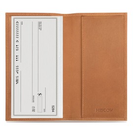 HISCOW Minimalist Checkbook Cover - Full Grain Leather (Vintage Brown)
