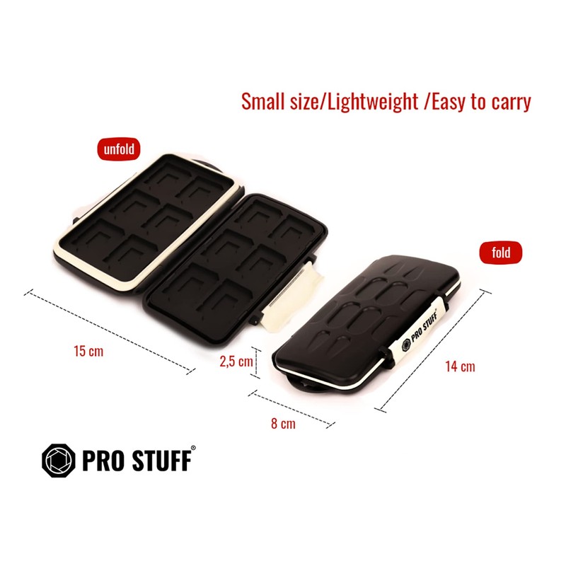 Memory Card Case for 12xSD or 12microSD Cards, Data Protection