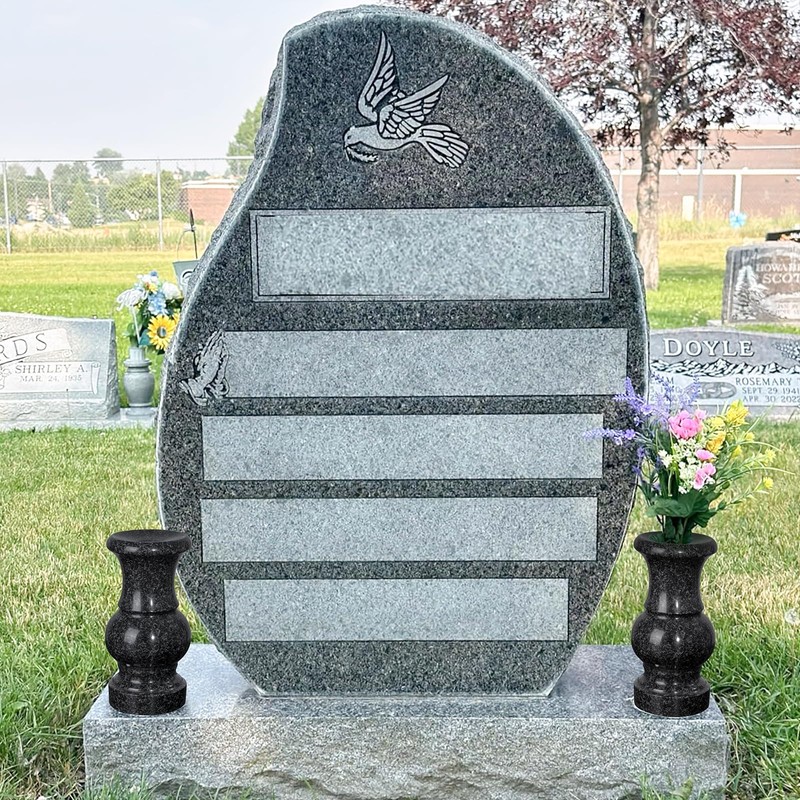 Cemetery Vase, Turned Round Granite Grave Vase Memorial Stone Vases