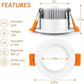 6 Pack 2 Inch LED Recessed Lighting, Downlight Dimmable 3W (35W Equivalent), 3000K Warm White, CRI80, Recessed Light Fixtures with LED Driver