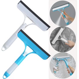 3 in 1 Window Cleaning Scraper,New 3 in 1 Window Cleaner,Squeegee and Scrubber with Spray, for Windows, Walls,Car Windshields, Bathrooms, Kitchens, All-Purpose Window Cleaner Tool (White+Blue)