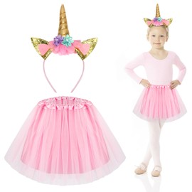 Unicorn Costume Children, Unicorn Headband and Pink Tulle Skirt, Fancy Dress Costumes Children Girls, Unicorn Costume for Carnival, Children's Birthday Party