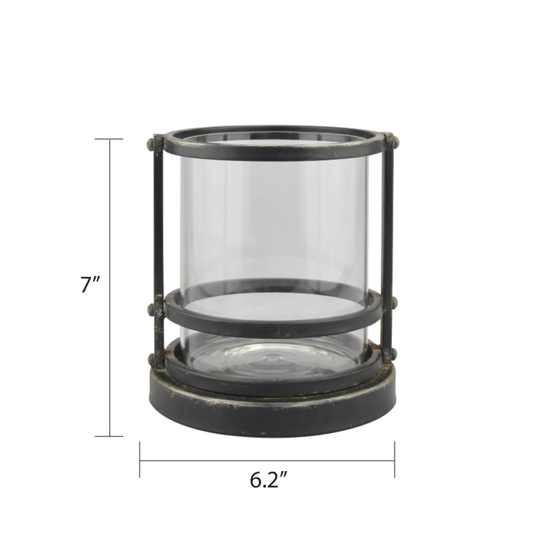 Stonebriar Industrial Black Metal Cage Pillar Candle Holder with Removable