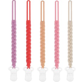 duludulu 5-Pack Silicone Pacifier Clip, One-Piece Silicone Pacifier Holder Clip for Boys & Baby Girl Binky Clips Rust-Free Holders Unisex Newborns Shower Birthday Gifts (Purple)