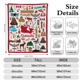 Canadian Souvenirs, 50x60 Inch Canadian Blanket Cozy Throw Blankets Canada Day Decorations for Sofa Bed Canadians Souvenir Gift