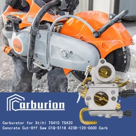 Carburionix TS420 TS410 Carburetor Kit for Stihl TS410Z TS420Z Concrete Cut-Off Saw C1Q-S118 C1Q-S118D Replaces Parts 4238 120 0600 4238-120-0600 Carb