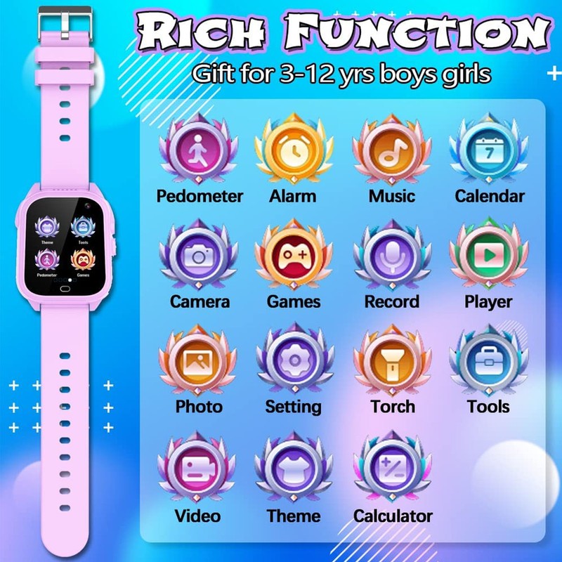 Kids Smartwatch IP67 Waterproof Color Touchscreen Boy Girl Watch with