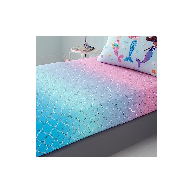 Catherine Lansfield Kids Mermaid Ombre Double Fitted Sheet Pink
