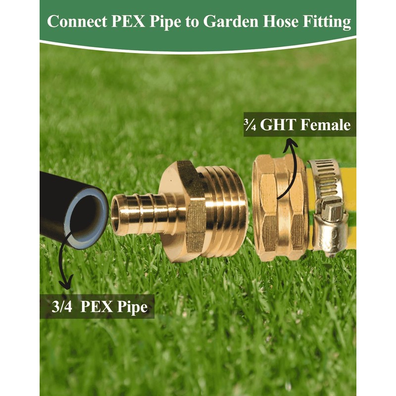 3/4"PEX to 3/4" Garden Hose Male Adapter for PEX-B/C Tubing