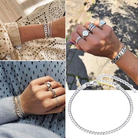 ChainsHouse 3 mm 5 mm Stainless Steel Anklet Women's Curb Chain Anklet Summer Anklet with Gift Box for Women and Girls, Sterling Silver