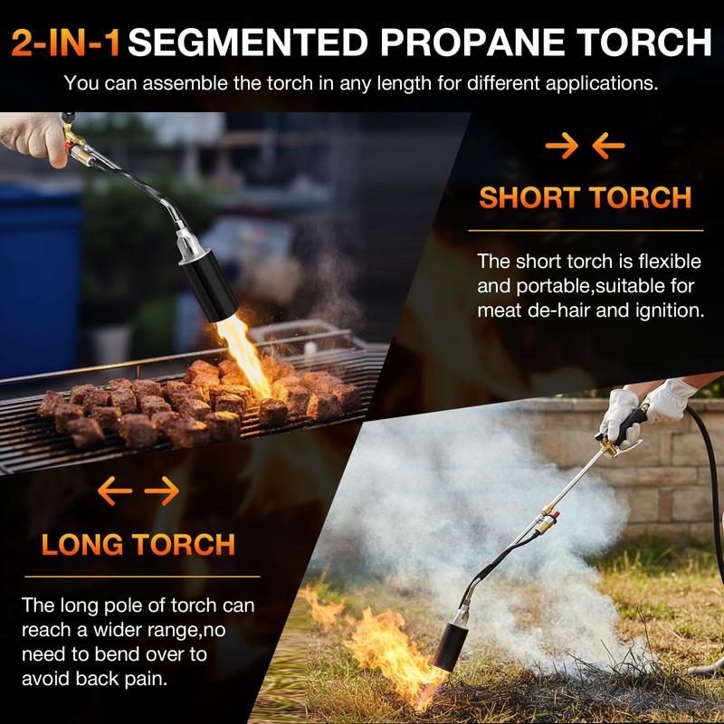 Heavy Duty Propane Weed Torch with Self-Ignition, 800,000 BTU High