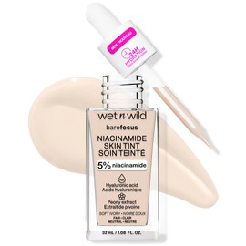 wet n wild Bare Focus Skin Tint, 5% Niacinamide Enriched, Buildable Sheer Lightweight Coverage, Natural Radiant Finish, Hyaluronic & Vitamin Hydration Boost, Cruelty-Free & Vegan - Soft Ivory