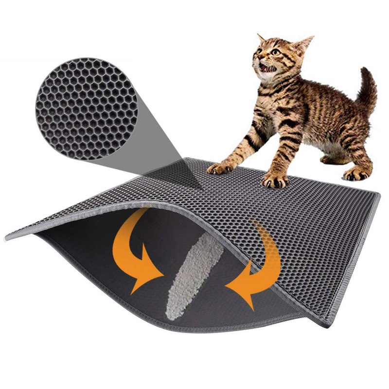Pieviev Cat Litter Mat Double Layer Waterproof Urine Proof Trapping