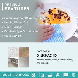 Toallitas de limpieza reutilizables, multiusos, resistentes, paños domésticos, 3 rollos, color verde, 19 x 27 cm, igual a 120 hojas de trapos de cocina