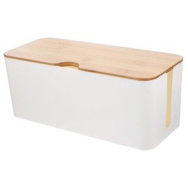 TEHAUX Bamboo Cord Organizer with Lid Stylish Cable Management Box for Home Office and School Capacity Cable Storage for Neat Wire Hiding