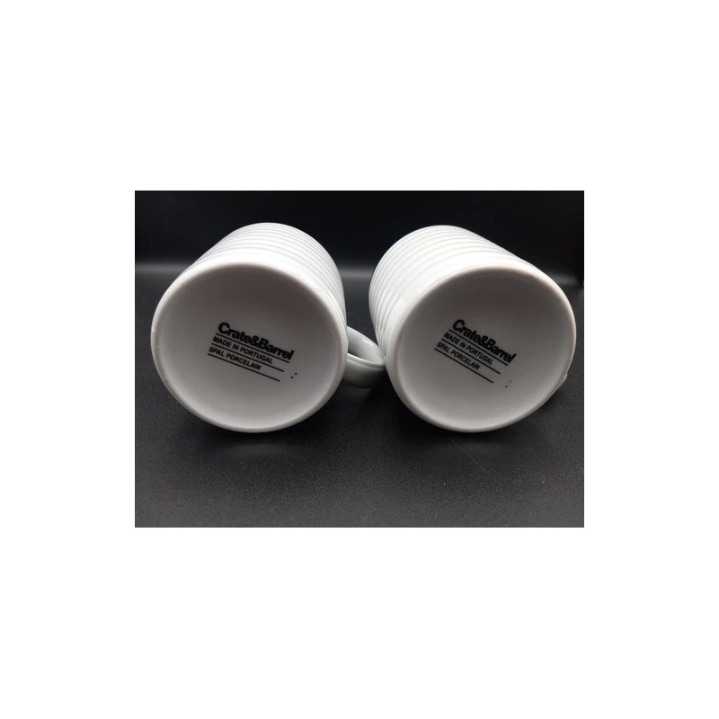 Crate & Barrel White Ribbed Blue Trim Portugal Roulette Spal