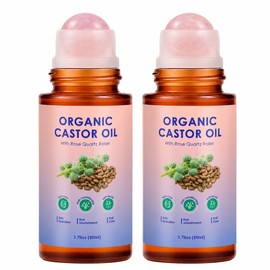 XPDGVS Aceite De Ricino Orgánico En Roll-On (2 Unidades), 100 Puro Prensado En Frío. Hidrata El Cabello, El Rostro Y La Piel, Reduce Las Ojeras Y...  