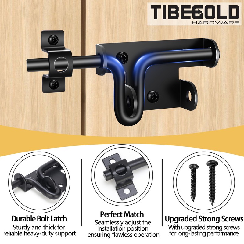 Slide Bolt Gate Latch with Padlock Hole, Heavy Duty Sliding